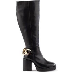 Seychelles No Love Lost Chain Black Leather Knee-High Boots